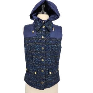 Worth Tweed Wool Mohair Blend Detachable Hood Vest Size 6